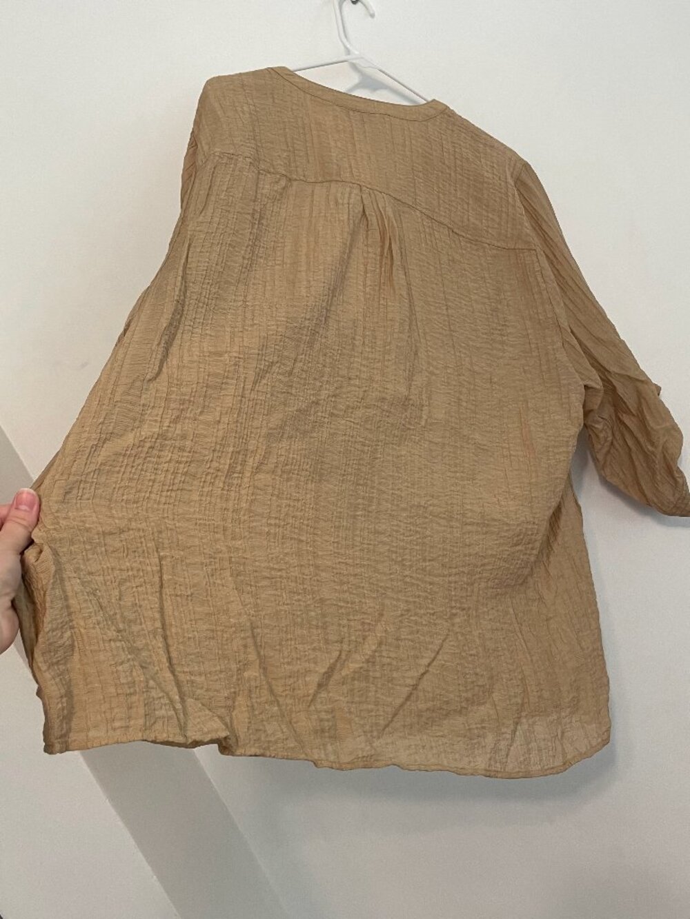 TORRID 3 Plus Size Harper Textured Stripe 3/4 Pullover Blouse Tan Brown Work 3X - Picture 16 of 16